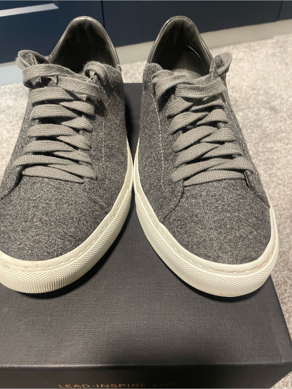 Good Man Brand Gray Felt Low-Top Sneakers with White Sole
